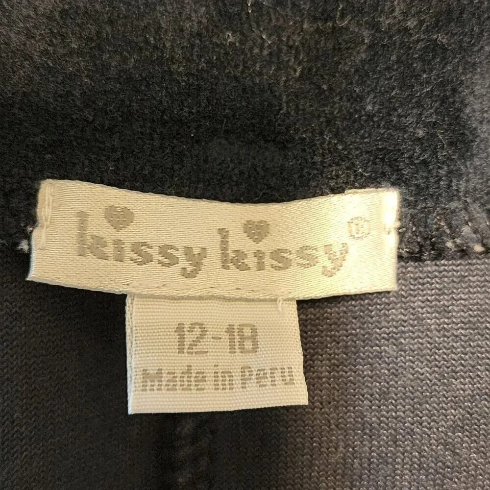 Kissy Kissy baby boy blue velour overalls 12-18 m Construction Vehicles